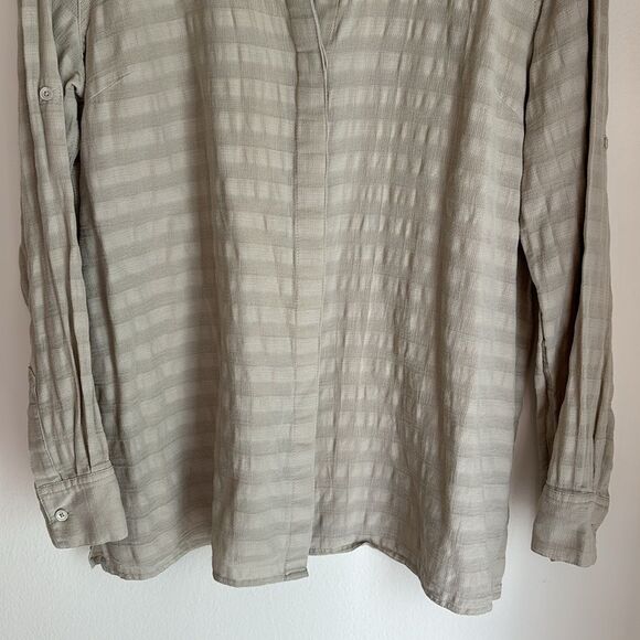 Tommy Bahama Women’s 100% cotton collared shirt stripped tan cover up tunic LG - Picture 3 of 10